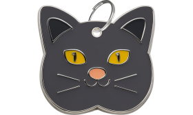 Personlig kattetag formet som en British Shorthair, laget av lett sinklegering og designet som id brikke katt.
