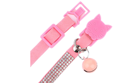 Luksuriøst halsbånd til katt med strass og hurtigutløsende mekanisme